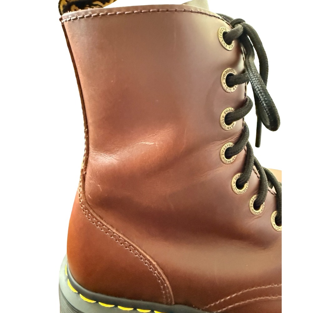Dr Martens Jadon Platform Boots Brown Leather Classic Zip Womens 7 38 EU - Picture 8 of 13